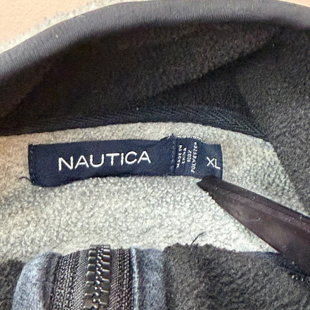 Nautica Half‎ Zip Fleece Sweater Men's XL Grey Sailboat Logo Golf Hiking Comfort - Picture 3 of 5